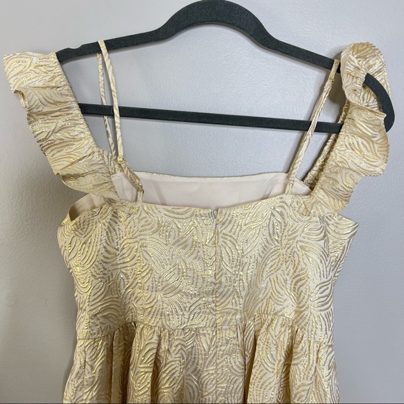 NWT Lilly Pulitzer Kariana Gold Silk Off-The-Shoulder Dress size 6 - Picture 6 of 13